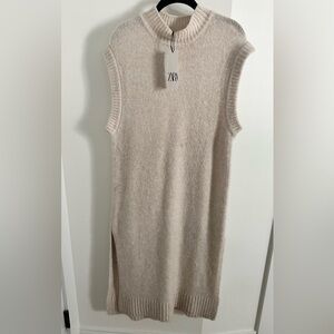 Zara Sleeveless Tan Sweater Dress